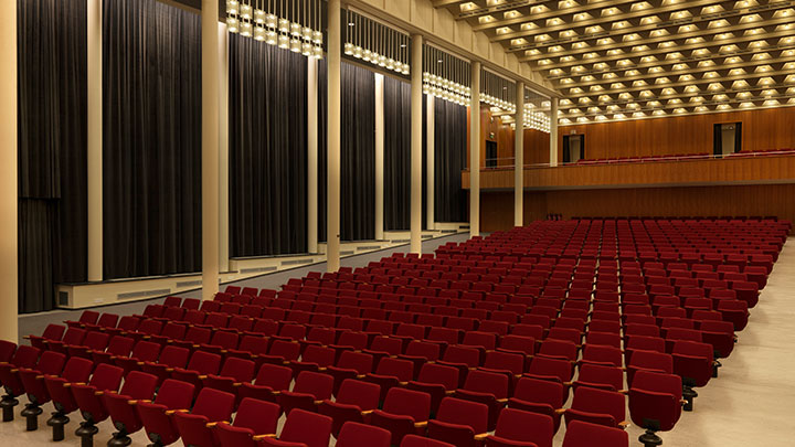 Philips-plafondverlichting verlicht de concertzaal en creëert verbluffend fraaie visuele effecten