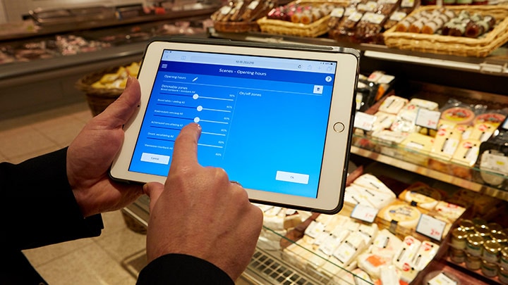 Dashboard StoreWise wireless op ipad, lichtscenes aanpassen