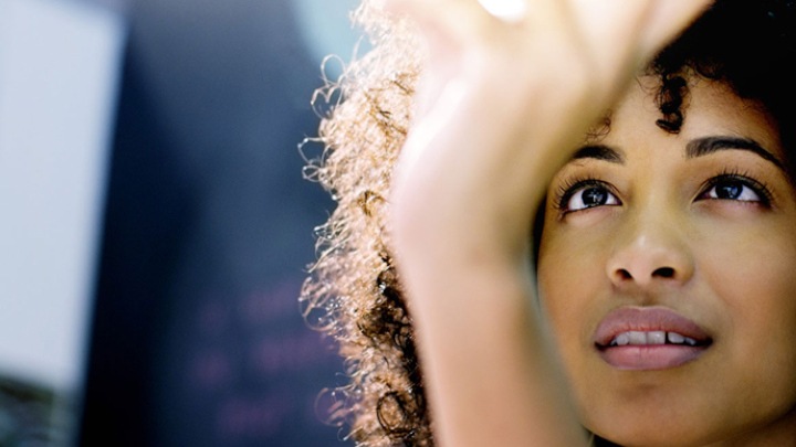 Woman looking at light