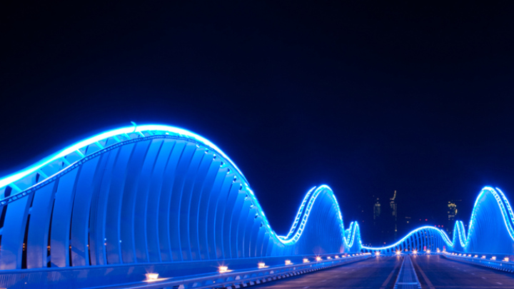 Blue bridge lights