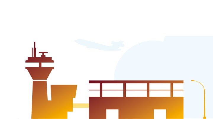 Illustratie voor terminalzijde van luchthaven
