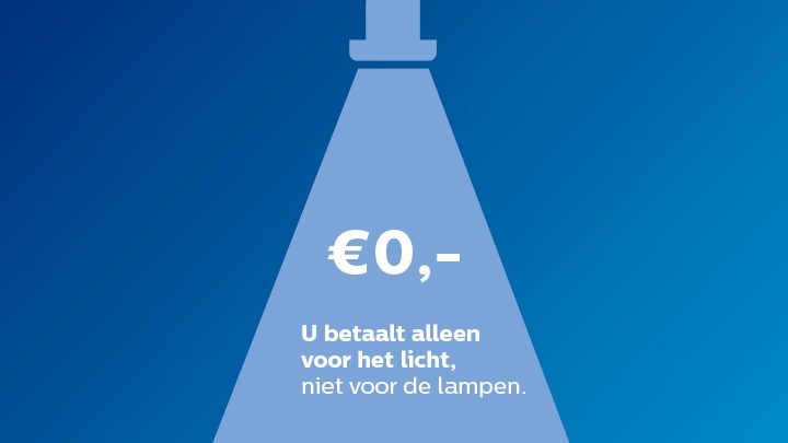 Geen investering, u betaalt alleen voor licht, niet voor de lampen