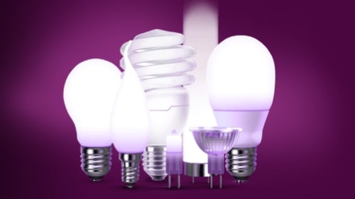 Verzameling lampen met verschillende verlichtingstechnologieën